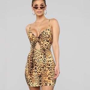 Leopard Print Twist Front Dress
